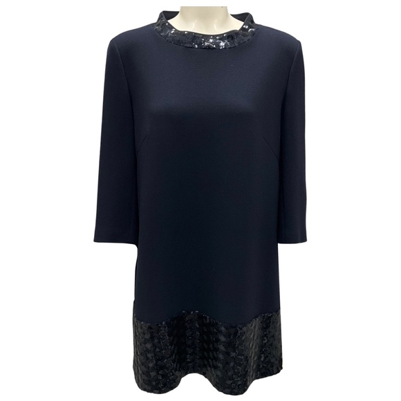 MANTU NAVY SEQUINED CREPE DRESS - Picture 1 of 6